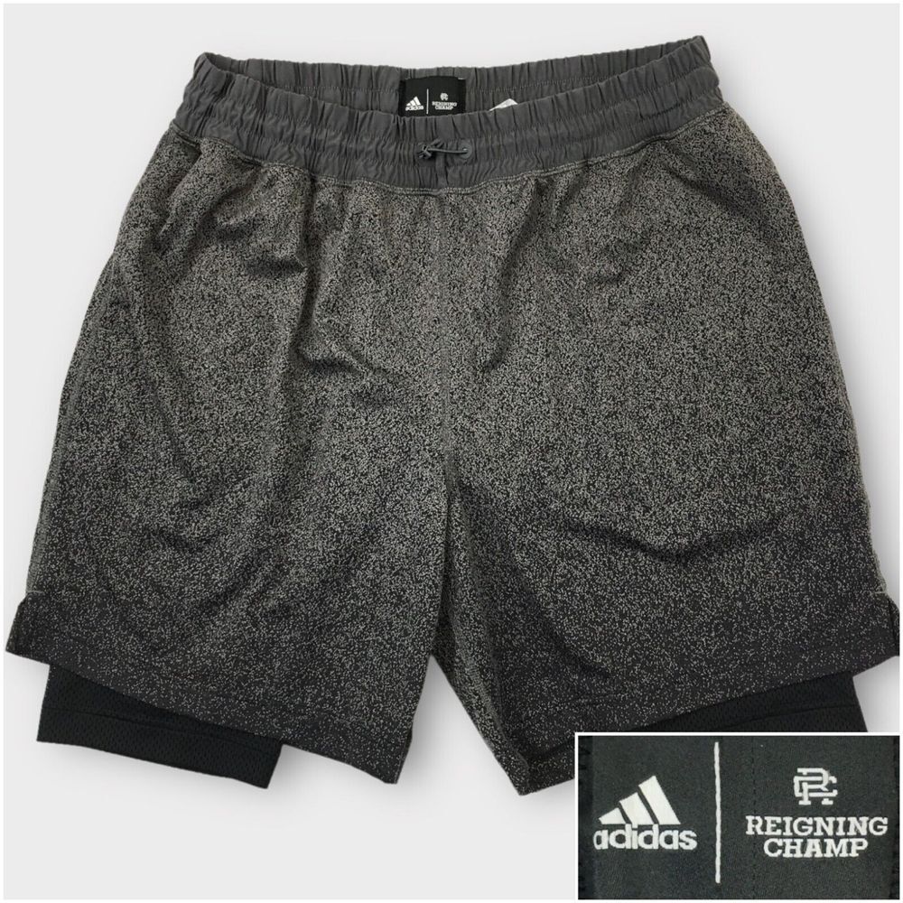 Adidas Reigning Champ Mens‎ Shorts Size XL Lined Performance Drawstring Gray